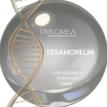 Tesamorelin research label with DNA strand.