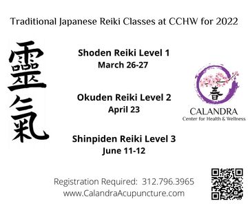 Traditional japanese reiki classes at CCHW  for 2022