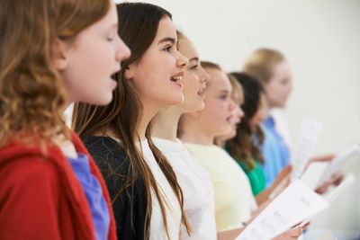 A group of girls singing
