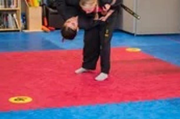 Children during a Jujitsu training 