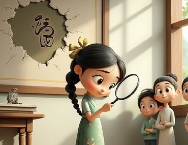 Maria and the Jade Pendant: Sherlock Wang uses her magnifying glass to uncover hidden truths