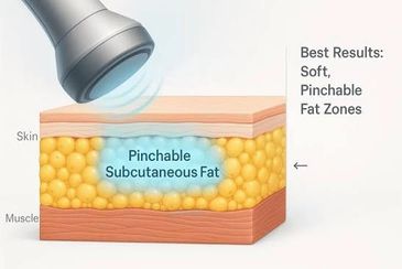 Diagram showing pinching subcutaneous fat under the skin.