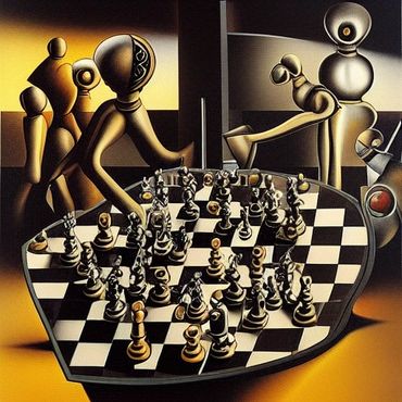 surrealistic art of a game of chess