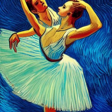 A couple dancing inspired by vincent van gogh