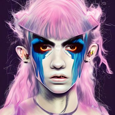 grimes singer in a cyberpunk look.