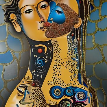 abstract lovers kissing