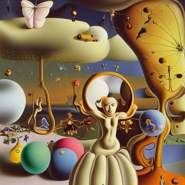 surrealistic art showing the exploration of different planets