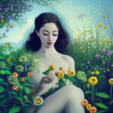 a girl holding flowers