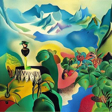 surrealistic depiction of natural landscapes