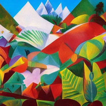 a cubic view of mountains