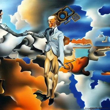 a man flying in space