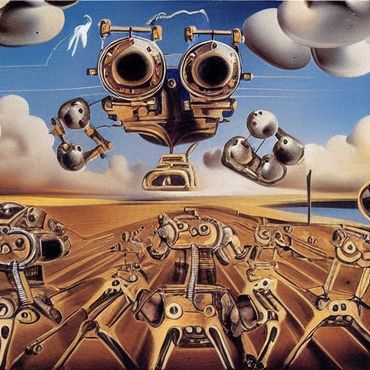 futuristic art showing robots conquering earth