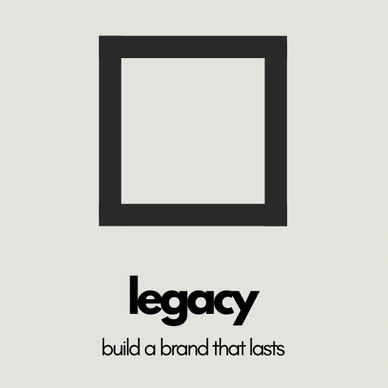 Black square logo with 'legacy' and slogan.