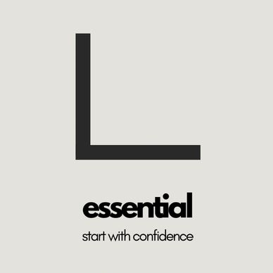 Minimalist design with the word 'essential' and phrase 'start with confidence'.