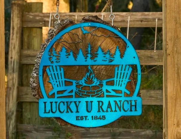 Lucky U Ranch entrance sign by the front gate