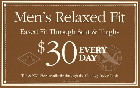 retail store signage with text "Men's Relaxed Fit"