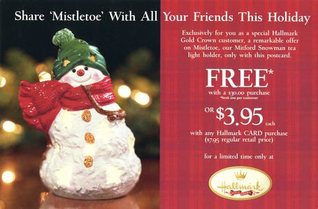 a Hallmark postcard with a picture of a snowman