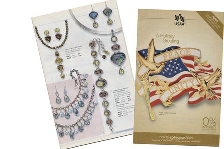 two samples of print advertisements marketing USAA's jewelry