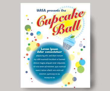 a colorful poster for a cupcake ball
