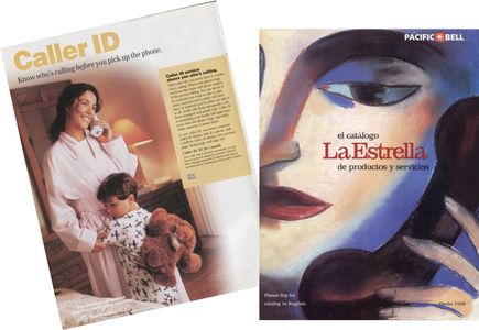Pacific Bell's English and Spanish catalog covers