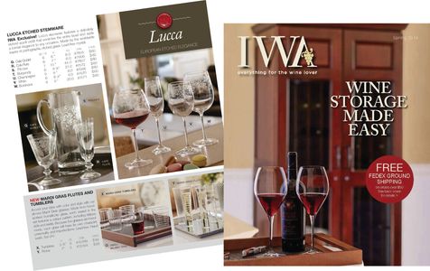 sample page and cover of a catalog for wine glasses