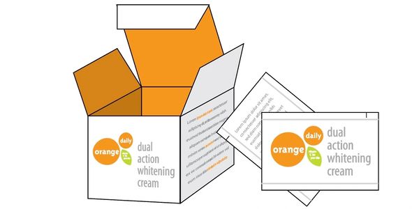 a white and orange box of whitening cream