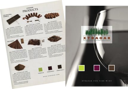 sample pages of a catalog of oak products used in winemaking