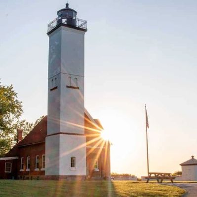 Presque Isle Beach lighthouse off Erie Pennsylvania 