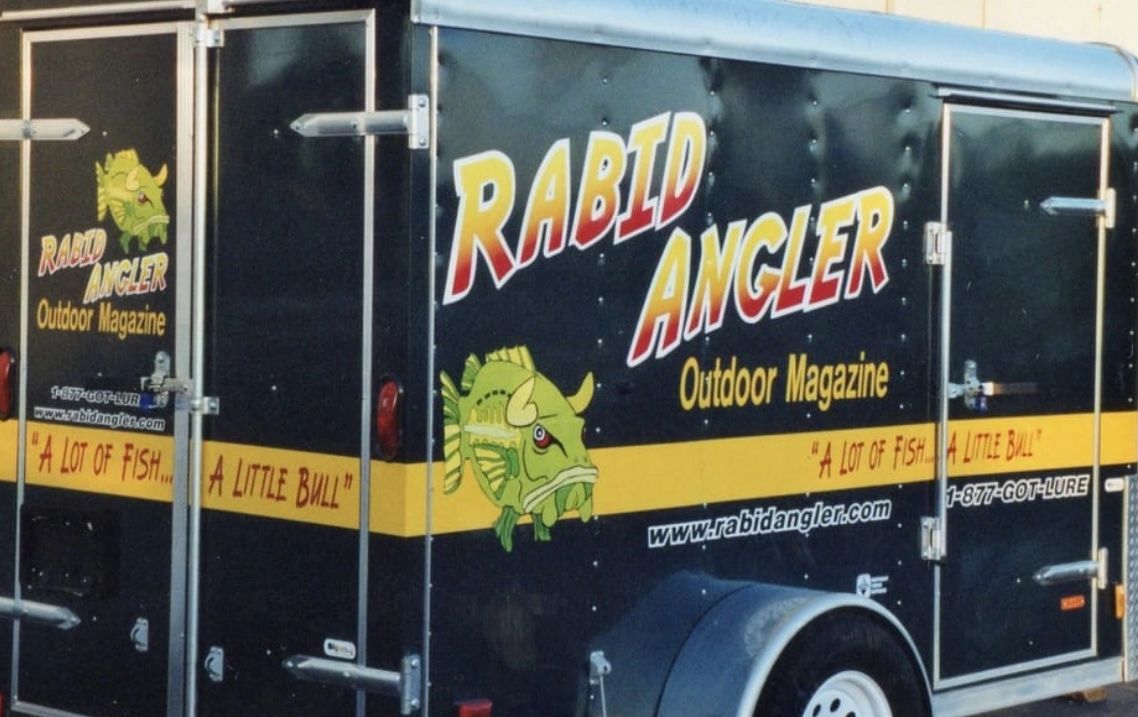 Crisp, clean, Rabid Angler trailer graphics designed, produced, & installed by SignChef®.