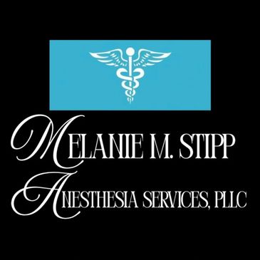 Logo for Melanie M. Stipp Anesthesia Services with medical symbol.