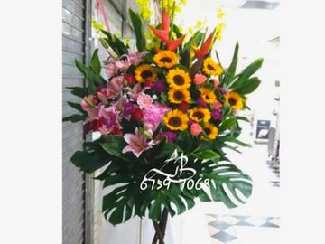 粉百合,向日葵,紫色康乃馨,粉紅玫瑰等