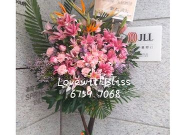 粉紅百合,粉紅玫瑰,紫色滿天星,天堂鳥