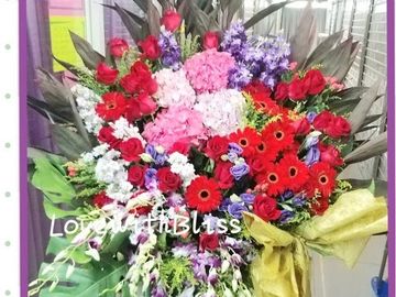 繡球花,紅玫瑰,紅太陽菊,蘭花,麝香,桔梗