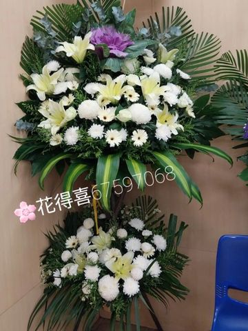 帛事花籃 ,白事花籃,雙層,白事花牌,帛事花牌