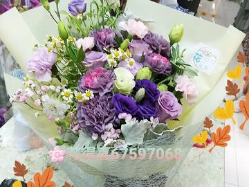 紫色康乃馨,紫玫瑰,康乃馨花束,母親節花束