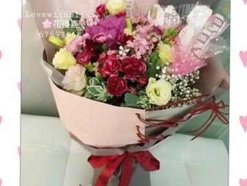 紫色,牡丹花,粉紅,康乃馨,桃紅玫瑰,小丁香,桔梗,康乃馨花束,母親節花束