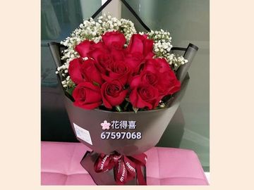 紅玫瑰,玫瑰花,白色滿天星