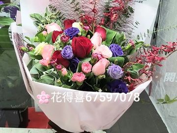 玫瑰花束,紅玫,粉玫