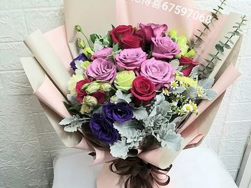 紫玫瑰花束,桃紅色玫瑰花束