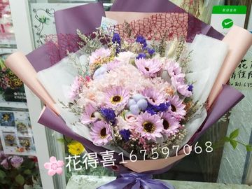 香皂花束,粉紫繡球,乾繡球花
