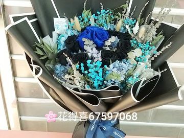 保鮮花,玫瑰花束,黑玫瑰,藍玫瑰