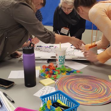 Participants at a training working together