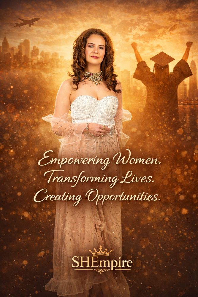 A confident woman promotes empowerment, education, and opportunity for women through SHEmpire.