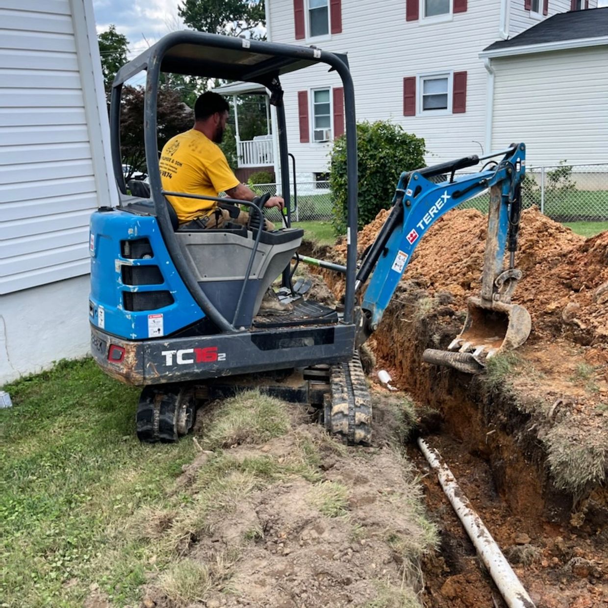Sonny repairing a sewer pipe in Severn Md.