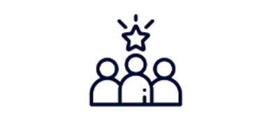 Three people in a team icon with star above their head a result of enhancing communication