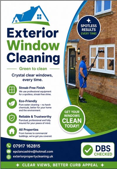 Exterior window cleaning service with professional, eco-friendly, and reliable results.