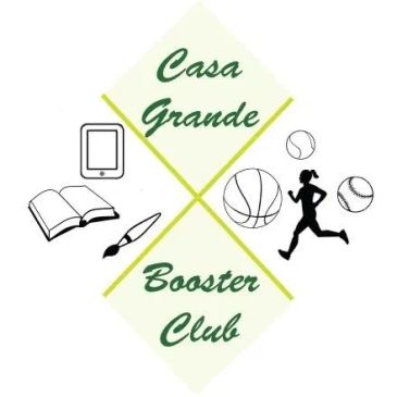 Casa Grande Booster Club logo featuring sports and education icons.