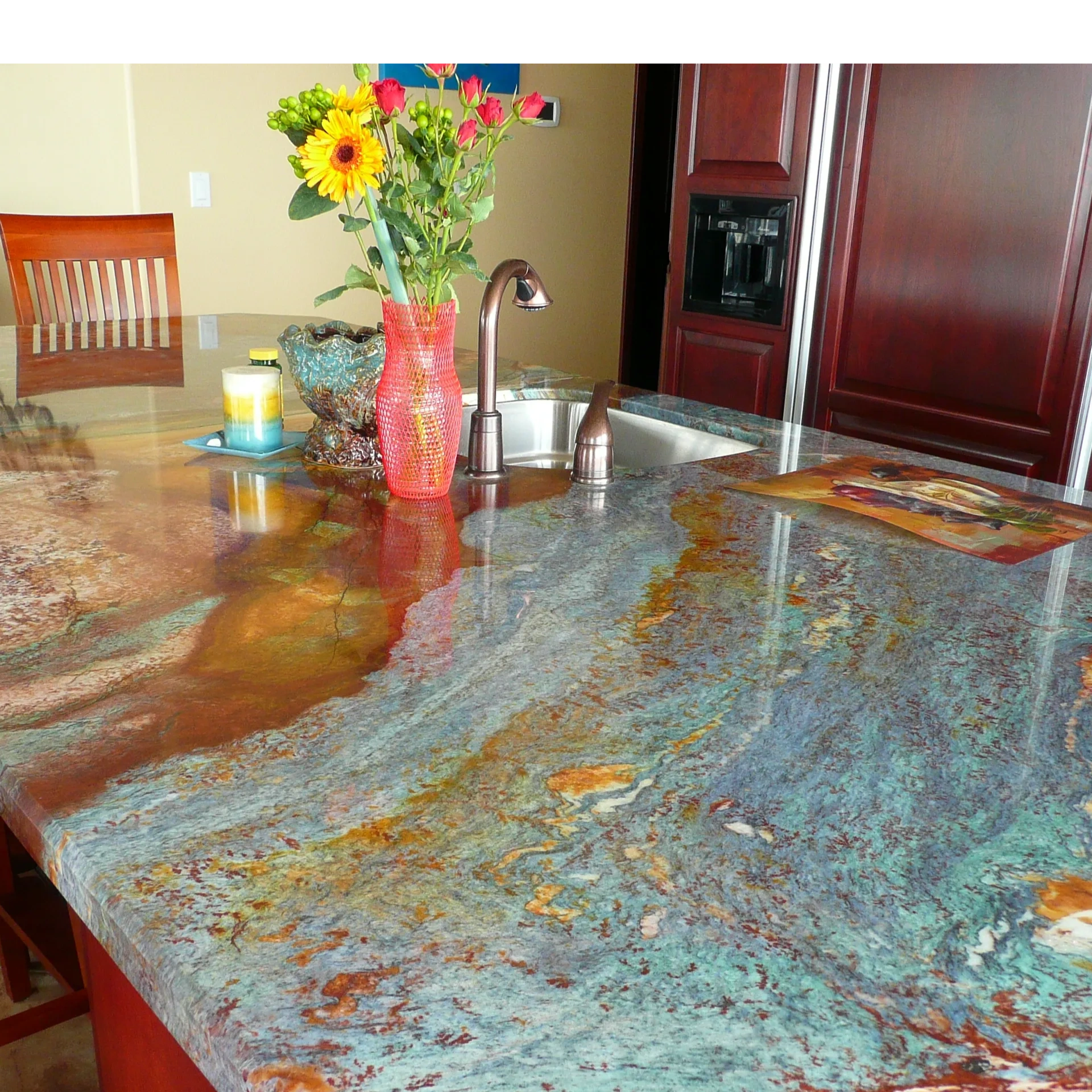 Sink in granite island