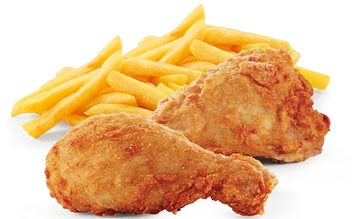 Burger Barons Snack Pack two pieces of Texas fried strips with fries.