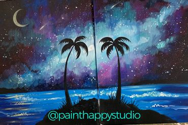 palm tree painting acrylic art paint love fun Linwood NJ create date night